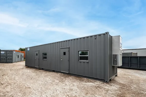 40 ft. by 8 ft. by 9.5 ft. Ground-Level Office Container, 1 Restroom